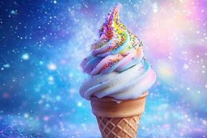 A Colorful Ice Cream Cone With Sprinkles photo