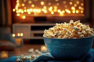 A Bowl of Popcorn Before A Cozy Movie Night photo