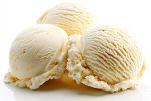 Three Scoops Of Creamy Vanilla Ice Cream photo
