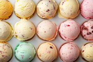 Assorted Flavors Of Ice Cream Scoops In A Tray photo