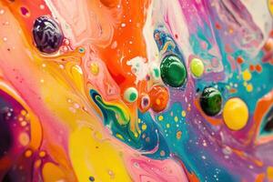 Abstract Colorful Swirling Paint Fluid Art photo
