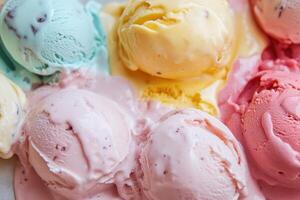 Melted Ice Cream Scoops Various Flavors photo