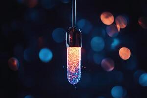 Glittering Capsule Pendant Light Hanging Against Blurred Background photo