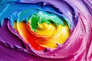 Rainbow Swirl of Thick Creamy Paint photo