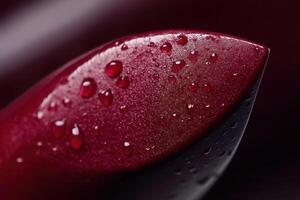 Deep Red Lipstick Closeup Water Droplets photo