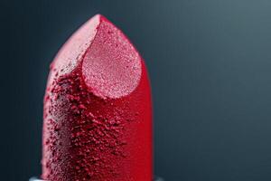Close Up Of Red Lipstick Showing Texture photo