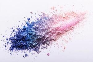 Colorful Glitter Makeup Powder Spilled On White photo