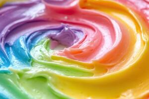 Rainbow Swirled Frosting Deliciously Decorates A Cake photo