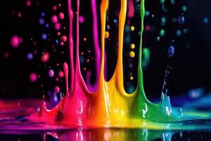 Vibrant Rainbow Paint Splashing Dynamically photo