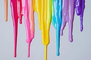 Rainbow Colored Paint Dripping Downwards photo