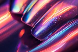 Iridescent Nail Polish Shows Shimmering Glitter Effects photo