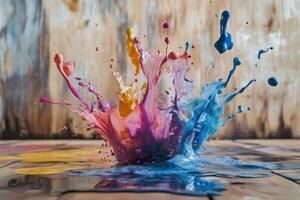 Colorful Paint Explodes in Vibrant Splash photo