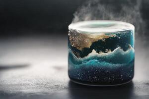 Steaming Resin Art Depicts a Coastal Scene photo