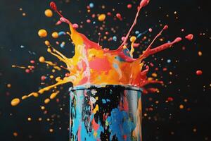 Vibrant Paint Explosion From a Can photo