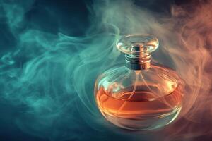 Perfume Bottle Enveloped in Artistic Smoke photo