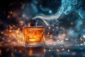Amber Perfume Bottle With Enchanting Smoke Trail photo