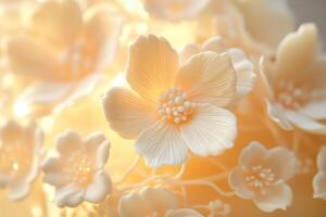 Delicate Cream Colored Flowers in Soft Lighting photo