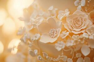 Delicate Sugar Flowers Adorn Elegant Wedding Cake photo