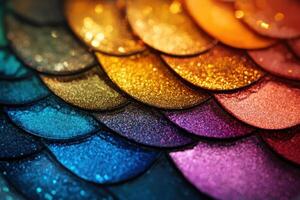 Glittering scales shimmer in rainbow hues photo