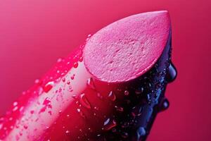 Pink Lipstick Close Up Showing Water Droplets photo