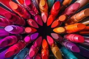 A Colorful Array Of Lipsticks Arranged In A Circular Pattern photo