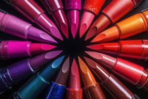 A Colorful Array Of Lipstick Shades Arranged In A Circle photo