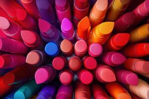 A Colorful Collection Of Lipsticks Arranged In A Circular Pattern photo