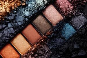 Crushed Eyeshadow Palette Showing Diverse Colors photo