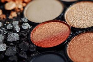 Closeup of Glittery Eyeshadow Palette Colors photo