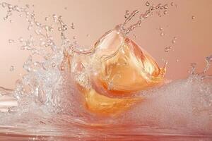 Amber Liquid Splashing into Water Creates a Stunning Wave photo