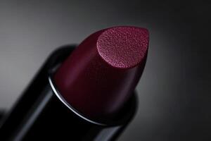 Deep Maroon Lipstick Close Up Shot photo