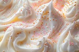 White Cream Swirls Decorated With Sprinkles photo