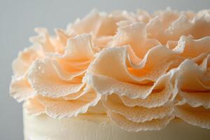 Delicate Peach Frosting Rose Cake Decoration photo