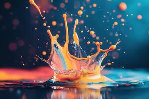 Vibrant Orange Liquid Splashing Into Water photo