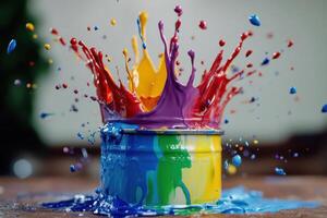 Colorful Paint Explodes From A Can In A Stunning Display photo