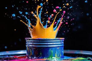 Vibrant Paint Explodes In A Colorful Crown Shape photo