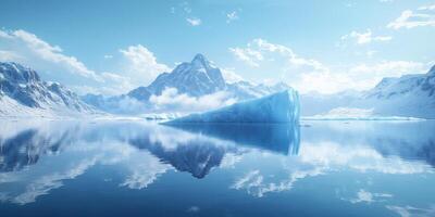 Majestic Iceberg in Calm Arctic Ocean Glacial Mountains Background photo