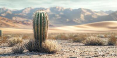 Majestic Desert Cactus Sun Drenched Sands Mountain Vista photo
