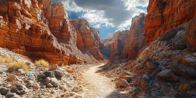 Majestic Sandstone Canyon Trail Hiking Adventure Desert Landscape Red Rocks photo