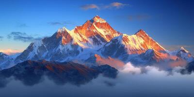 Majestic Sunrise Over Snow Capped Himalayan Mountains photo
