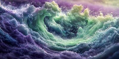 Abstract Ocean Wave Teal Purple Green Water Texture photo