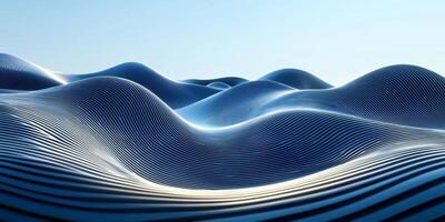 Abstract Blue Rippled Dunes 3D Render High Resolution Texture Background photo