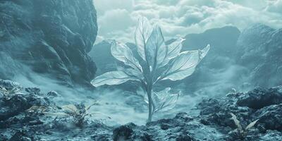 Ethereal Alien Plant in Mystical Landscape 8K Fantasy Art photo