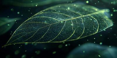 Glowing Tropical Leaf Nature Detail Dark Background Plants Macro Photography High Resolution photo