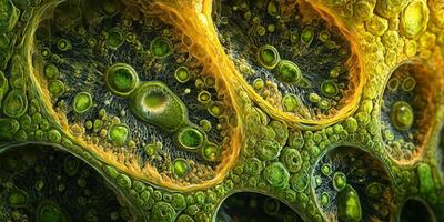 Microscopic Plant Cell Structure Intricate Chloroplasts Veins High Resolution Detail photo