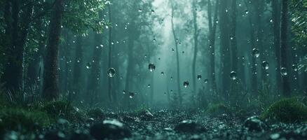 Mystical Rain Forest 8K High Resolution Droplets Falling photo