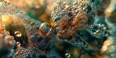 Enchanting Dewdrops on Spider Silk Macro Nature Photography photo