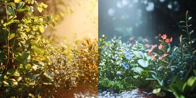 Day Night Photosynthesis Plants in Sunlight Darkness photo