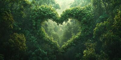 Heart Shaped Forest Canopy Lush Green Nature Love Ecology photo