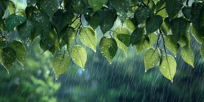 Lush Rainforest Leaves After Summer Shower High Resolution Nature Photography photo